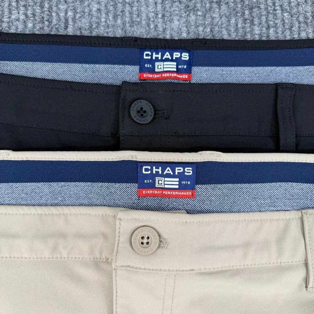 Chaps Mens Everyday Performance Cargo Shorts 42 Lot of 2 Black Khaki CM15SH465W